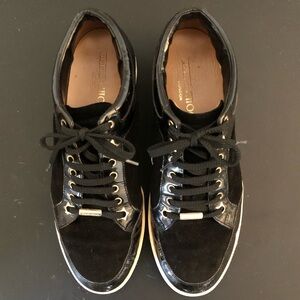 Jimmy Choo Black Suede & Patent Miami Low Tops 39 EU/8.5 US